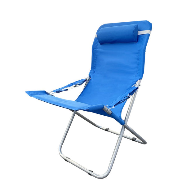 prezzo Gepolsterter Canapone-Liegestuhl aus Metall, faltbar, mit blauem Kissen