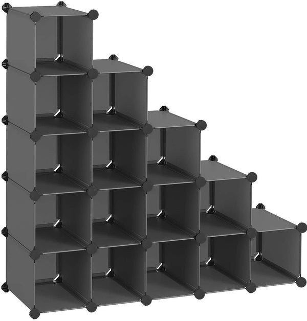 Modulares Bücherregal mit PVC-Würfeln 53 modulare Stücke Schwarz online
