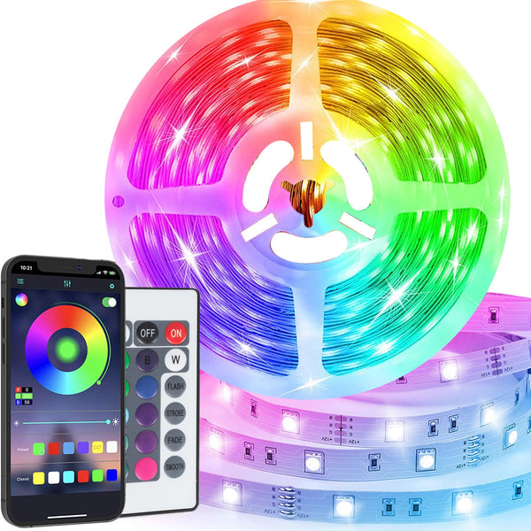 RGB LED Strip 5m Helligkeit Farbrhythmus einstellbar mit APP oder Fernbedienung sconto
