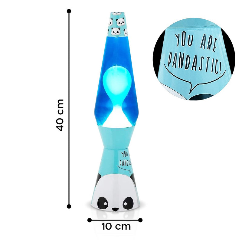 Lampada Lava Lamp 40cm Base Azzurra con Panda e Magma Blu-4