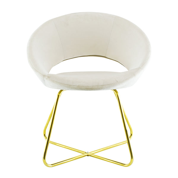 Gepolsterter Sessel 66 x 65 x 68 cm aus beigem Stoff mit Samteffekt online