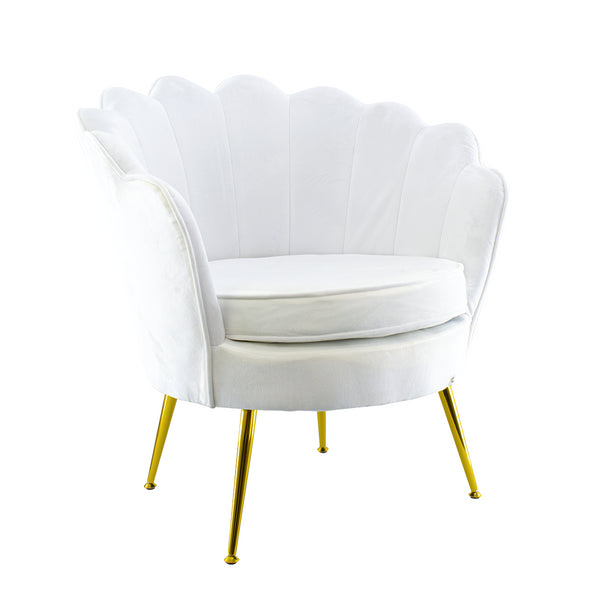 sconto Gepolsterter Sessel mit Schalenrücken in Samt und Weißgoldfüßen