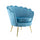 Gepolsterter Sessel mit Schalenrücken aus Samt mit Fuß in Blaugold