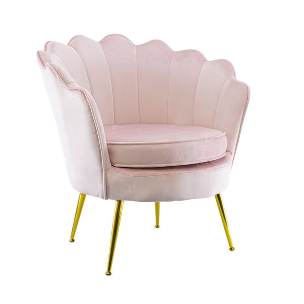 online Gepolsterter Sessel mit Schalenrücken aus Samt und roségoldenen Füßen