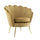 Gepolsterter Sessel mit Schalenrücken in samtbraunen Goldfüßen