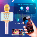 Microfono Karaoke Wireless con Luci Led Registra Canta e Riproduce Musica Rosa-4