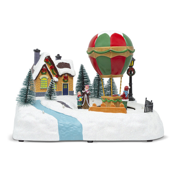 prezzo Weihnachtsdorf 28x18x18 cm mit Heißluftballon, Lichtern, Geräuschen und Bewegung