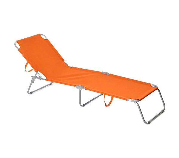 acquista Klappbare Sonnenliege mit verstellbarer Rückenlehnenstruktur aus orangefarbenem Stahl