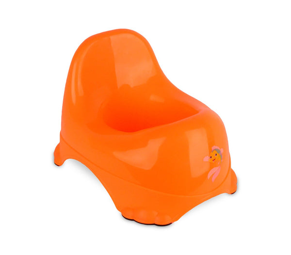 prezzo Kindertöpfchen 25x22 cm aus farbigem Kunststoff mit orangefarbenen rutschfesten Gummiauflagen