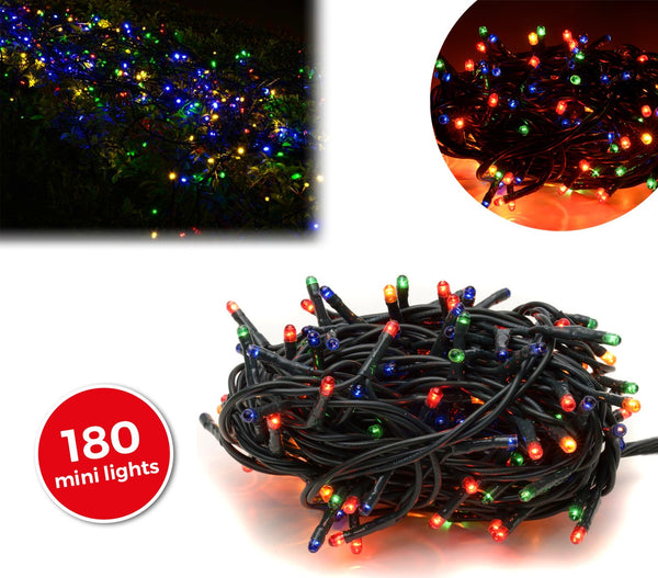 online Mehrfarbige Weihnachtsglühwürmchen 180 Lichter 8 Lichterspiele 9,16 Meter