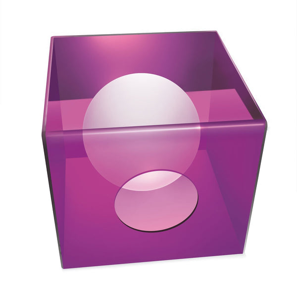 Quadratische Tischlampe Modernes Design aus lila glänzendem Acryl acquista
