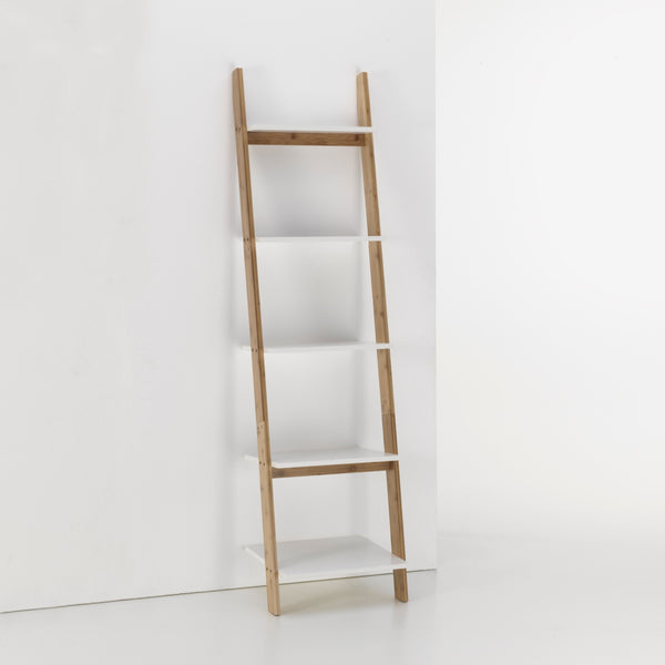 Bücherregal mit 5 Regalen für Wohnzimmer 43 x 37 x 164 cm in Bamboo TFT Memphis White und Bamboo online