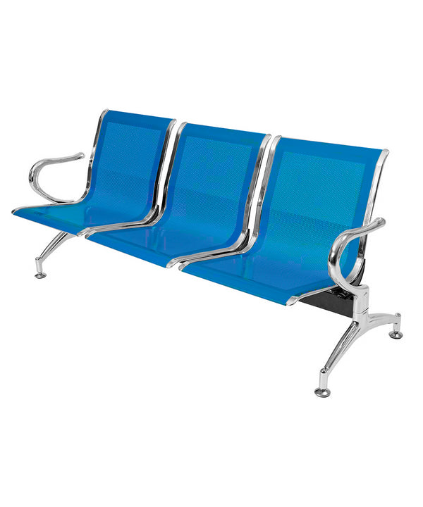 online Wartezimmerbank 3 Sitze aus blauem Stahl