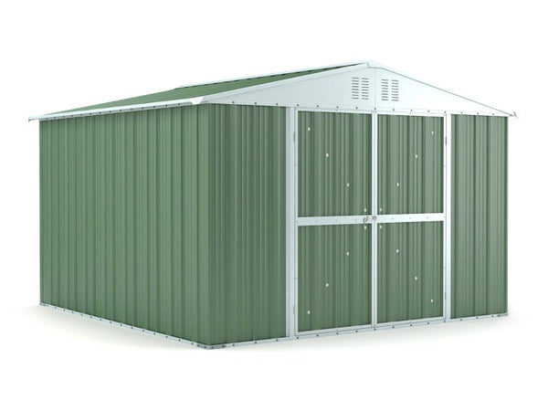 online Gartenbox Haus aus Stahlblech Werkzeughalter 327x307x217 cm Enaudi Grün