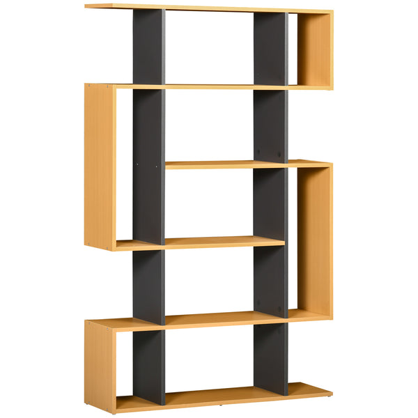 Modernes 5-stöckiges Bücherregal 13 Regale 95 x 25 x 150,5 cm in grauer Spanplatte und Holzfarbe sconto
