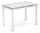 Ausziehbarer Tisch 110/170x75x75 cm aus Metall mit weißer Glasplatte