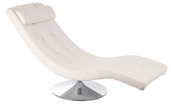 sconto Chaiselongue-Sessel 180 x 60 x 90 cm aus weißem Kunstleder