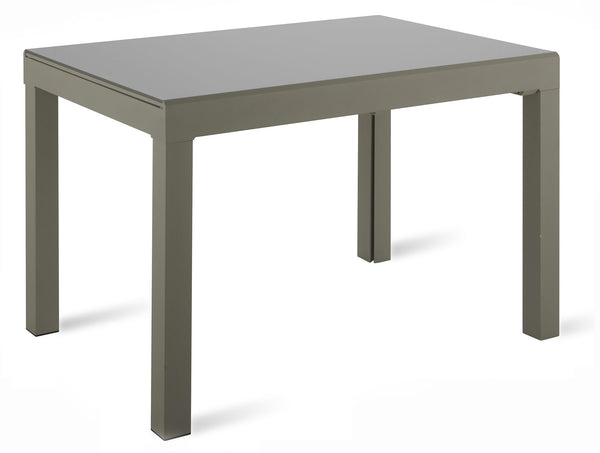 online Ausziehbarer Tisch 120/350x83x75 cm aus Metall mit grauer Glasplatte