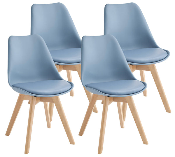 Set mit 4 Stühlen 52 x 48,5 x 82 cm aus Kunstleder und Buchenholz in Tommy Blue online