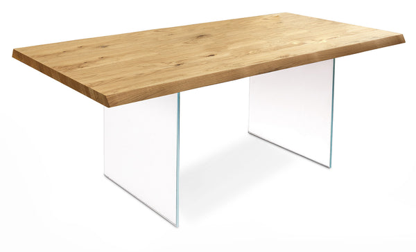 Fester Tisch 160 x 90 x 76 cm Glasbeine mit Platte aus natürlicher Eiche sconto
