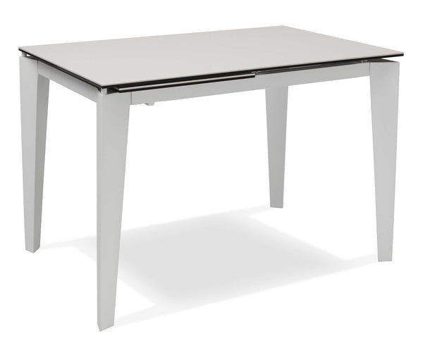 Ausziehbarer Tisch 120/170x80x76 cm aus Metall mit Keramikplatte auf weißem Glas acquista