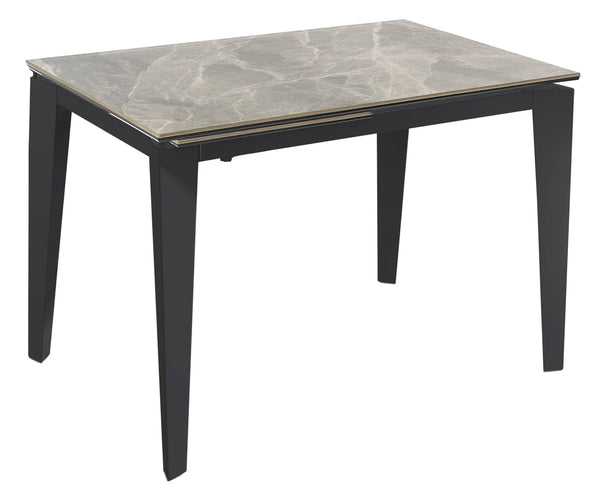 Ausziehbarer Tisch 120/170x80x76 cm aus Metall mit Keramikplatte auf grauem Marmorglas prezzo