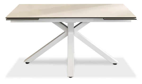 Ausziehbarer Tisch 160/240x90x76 cm aus Metall mit Keramikplatte auf weißem Glas prezzo