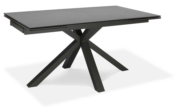 acquista Ausziehbarer Tisch 160/240x90x76 cm aus Metall mit Keramikplatte auf grauem Glas