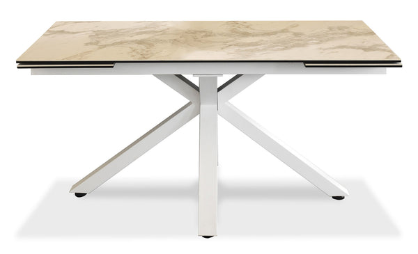 Ausziehbarer Tisch 160/240x90x76 cm aus Metall mit Keramikplatte auf weißem Marmorglas online