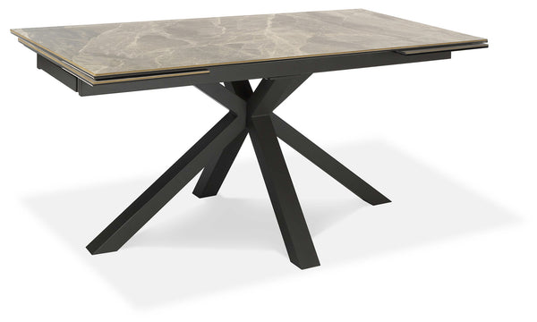Ausziehbarer Tisch 160/240x90x76 cm aus Metall mit Keramikplatte auf grauem Marmorglas sconto