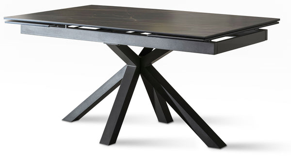 Ausziehbarer Tisch 160/240x90x76 cm aus Metall mit Keramikplatte auf schwarzem Marmorglas prezzo