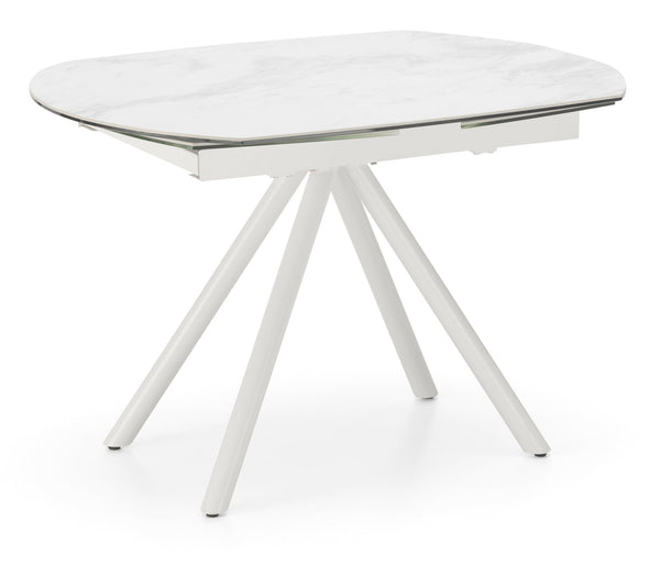 Ausziehbarer Tisch 120/180x90x76 cm aus Metall mit Keramikplatte auf weißem Marmorglas acquista