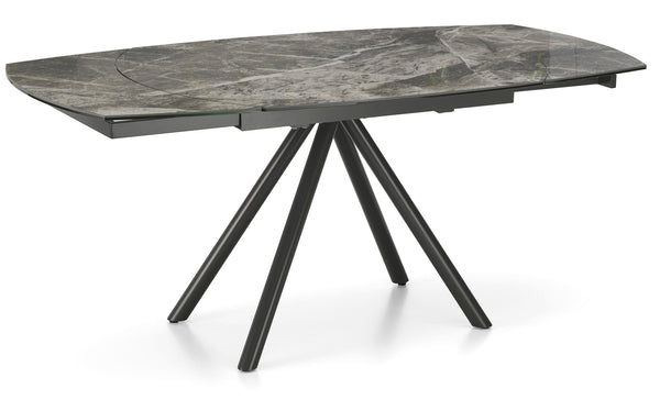 Ausziehbarer Tisch 120/180x90x76 cm aus Metall mit Keramikplatte auf grauem Marmorglas prezzo