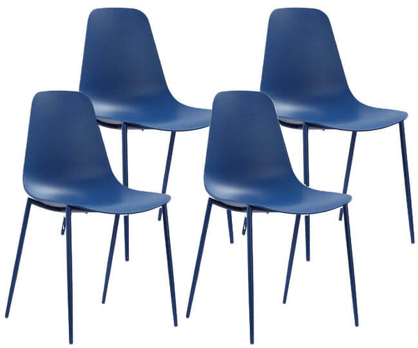 acquista Satz von 4 Stühlen 49x48,5x88 cm aus blauem Polypropylen