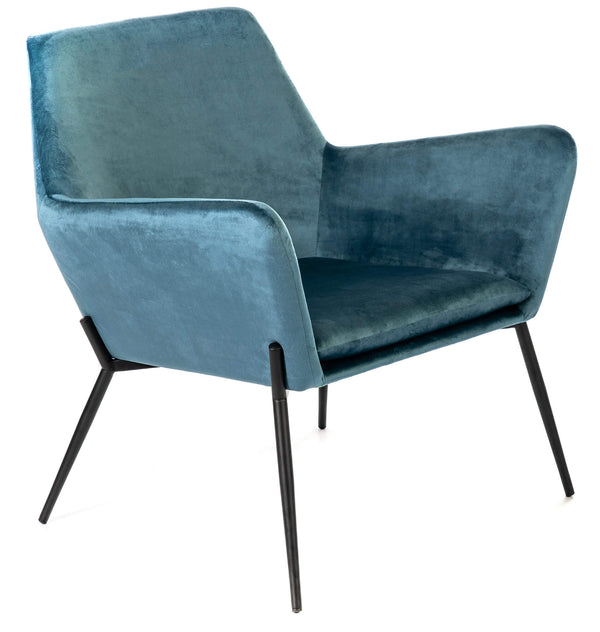 Sessel 71,5x54x70 cm aus Metall und blauem Samt sconto