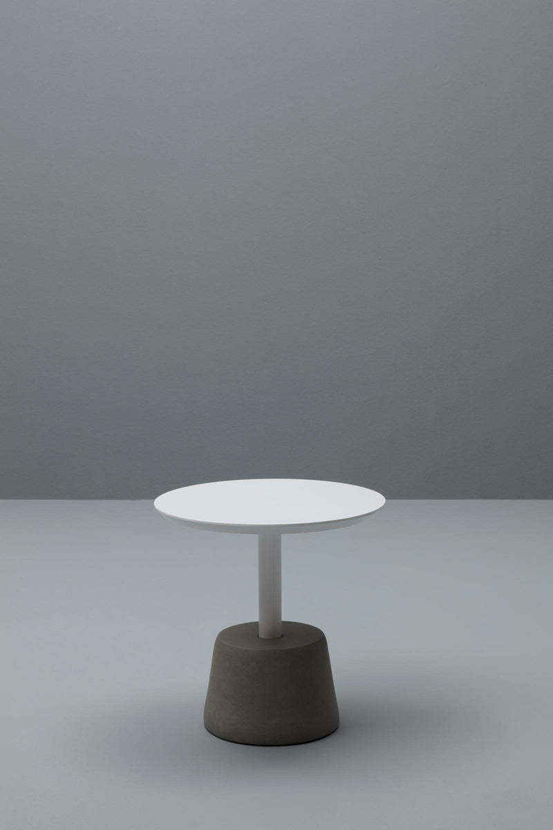 Tavolino Ø50xH50 cm in MEF e Metallo Keoz Bianco e Grigio-2