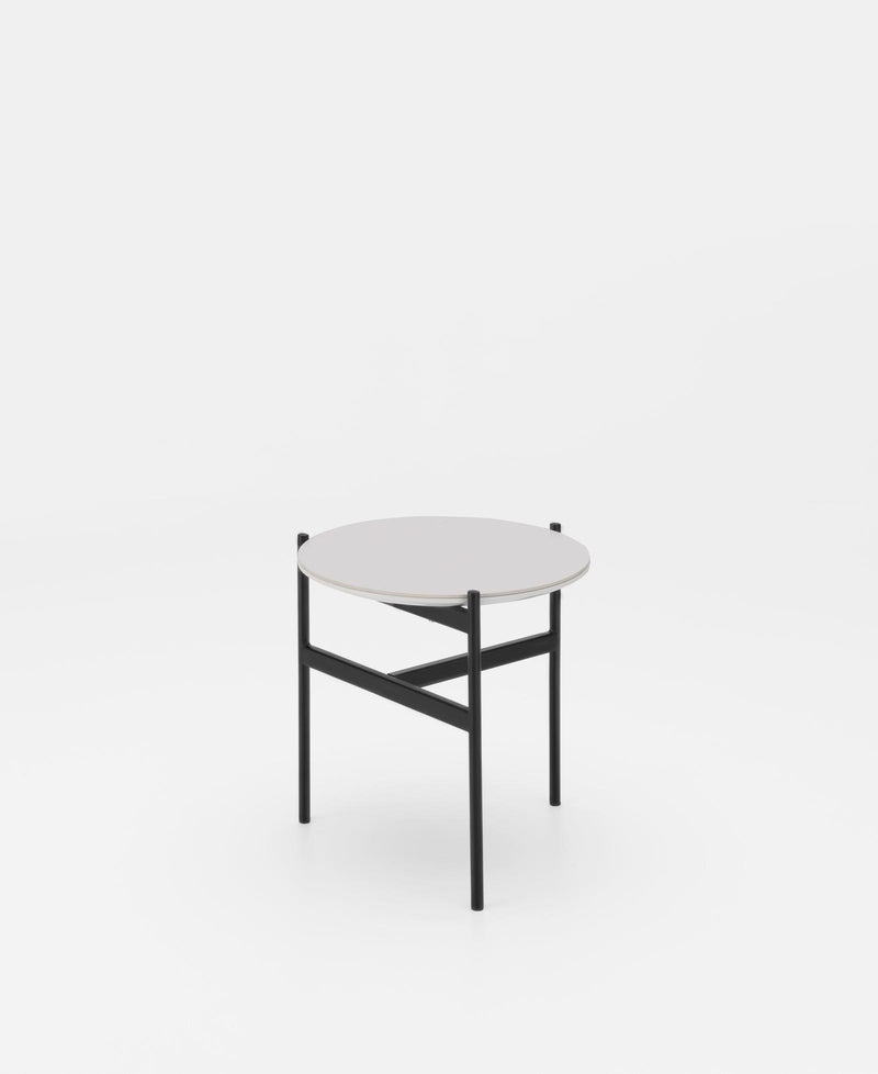 Tavolino 40x40xH45 cm in Ceramica e Metallo Thor Bianco e Nero-1