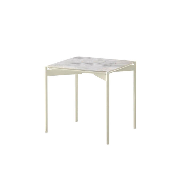 Tavolino 55x55xH35 cm in Ceramica e Metallo Ivy Marmo Calacatta e Bianco acquista