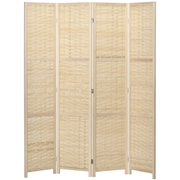 online Paravent Separè 4 Türen H170 cm aus braunem Holz und Bambus