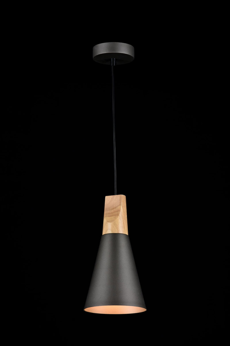 Lampada pendente Pendant in Metallo e Legno Bicones Grigio-1
