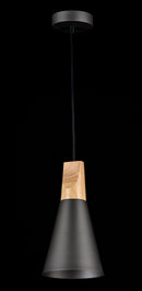 Lampada pendente Pendant in Metallo e Legno Bicones Grigio-2