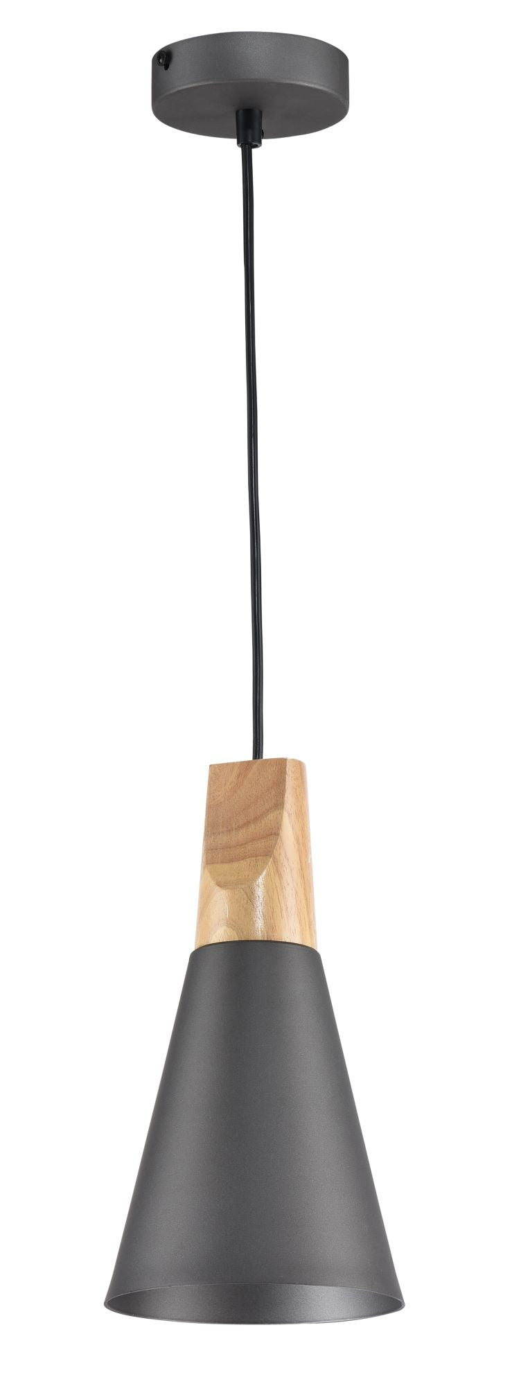Lampada pendente Pendant in Metallo e Legno Bicones Grigio-3