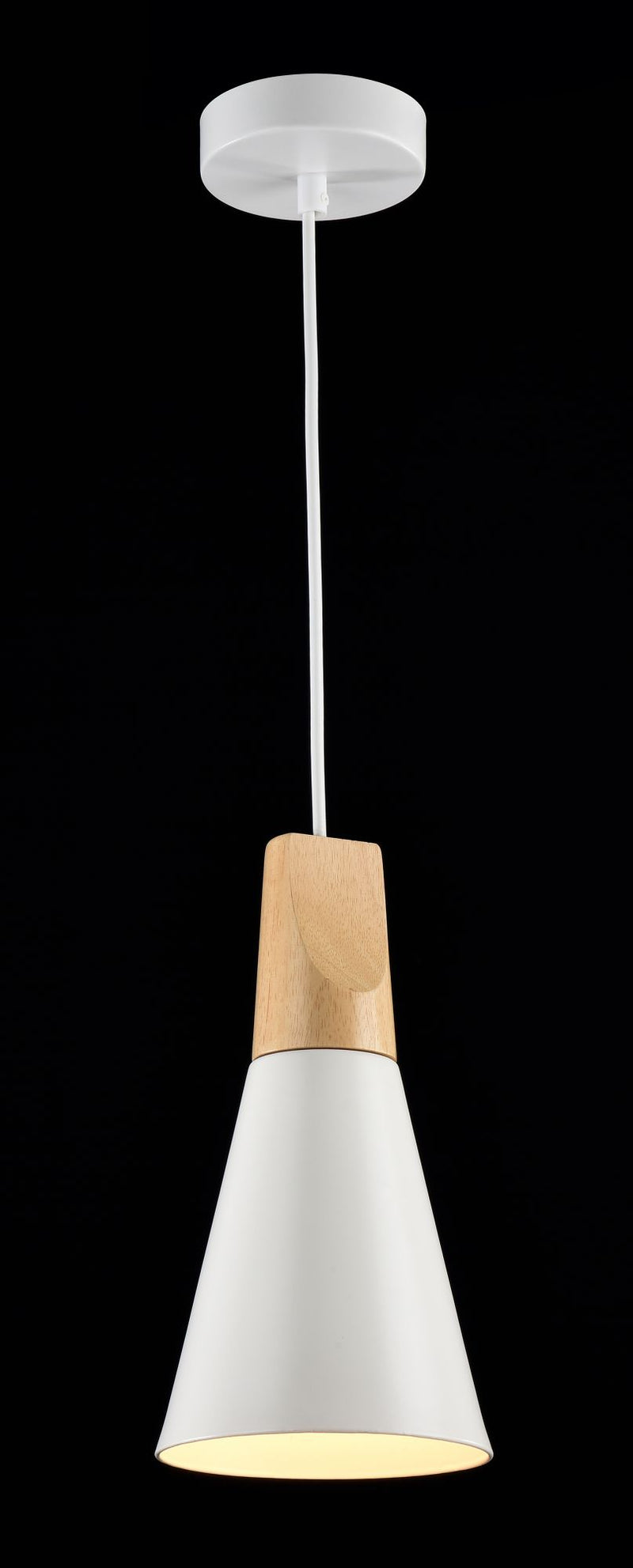 Lampada pendente Pendant in Metallo e Legno Bicones Bianco-2
