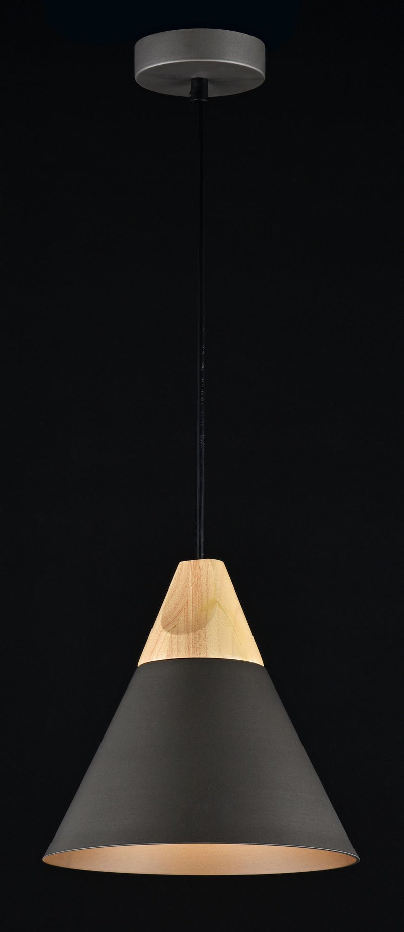 Lampada pendente Pendant in Metallo e Legno Bicones Nero-2