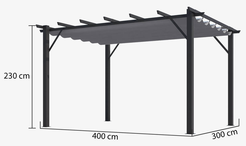 Pergola da Giardino 4x3x2,3 m in Alluminio Grigio Antracite con Telo di Copertura 280g/mq Grigio-5