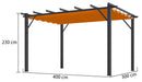 Pergola da Giardino 4x3x2,3 m in Alluminio Grigio Antracite con Telo di Copertura 140g/mq Ruggine-5
