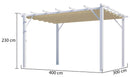 Pergola da Giardino 4x3x2,3 m in Alluminio Bianco con Telo di Copertura 140g/mq Ecrù-3