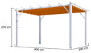 Pergola da Giardino 4x3x2,3 m in Alluminio Bianco con Telo di Copertura 140g/mq Ruggine-3