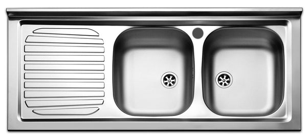 Küchenspüle 2 Becken 120x50 cm in Apell Pisa Edelstahl Abtropffläche links online