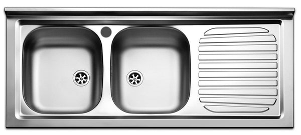 online Küchenspüle 2 Becken 120x50 cm in Apell Pisa Edelstahl rechts Abtropffläche
